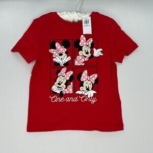 Disney Minnie Mouse Red Graphic T Shirt Hearts Bows Kids 4T Toddler Love
